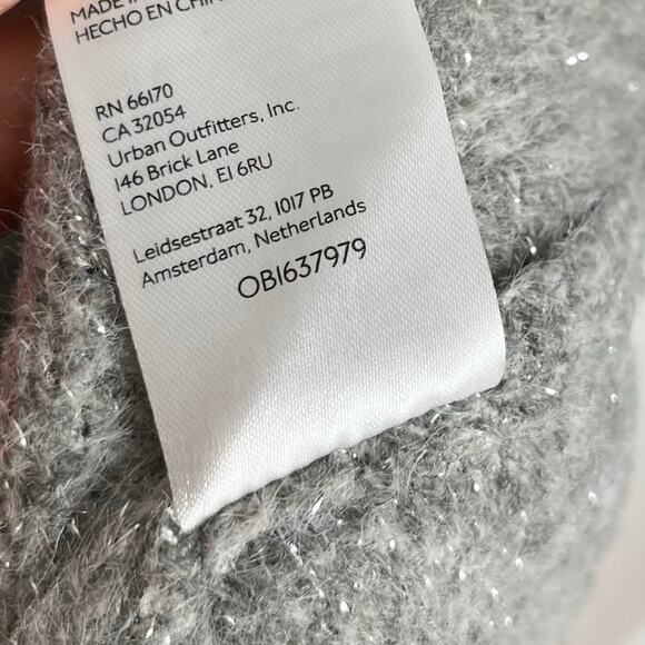 Anthropologie Maeve Bow Sweater Womens Medium Gray Novelty Metallic Sparkle - Picture 10 of 10